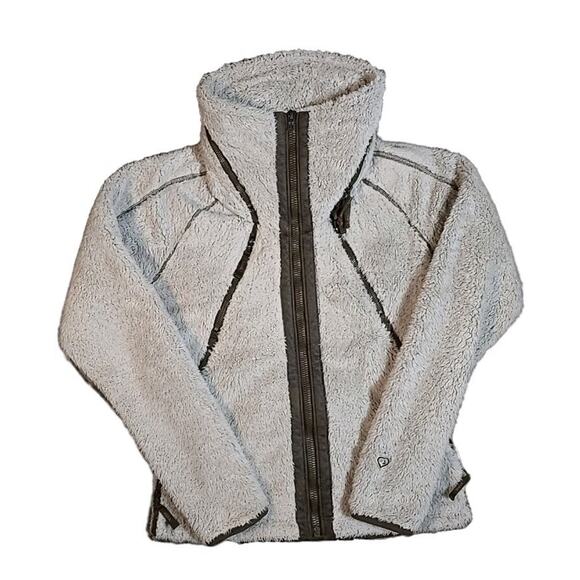 KUHL Flight Jacket Women's Sherpa Fleece Full Zip Stowaway Hood Size Small - Picture 4 of 13